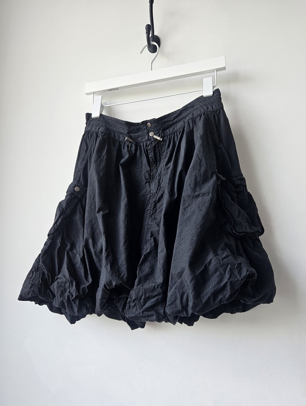 Pilcro Anthropology Black Cotton Cargo Bubble Pouff Mini Skirt